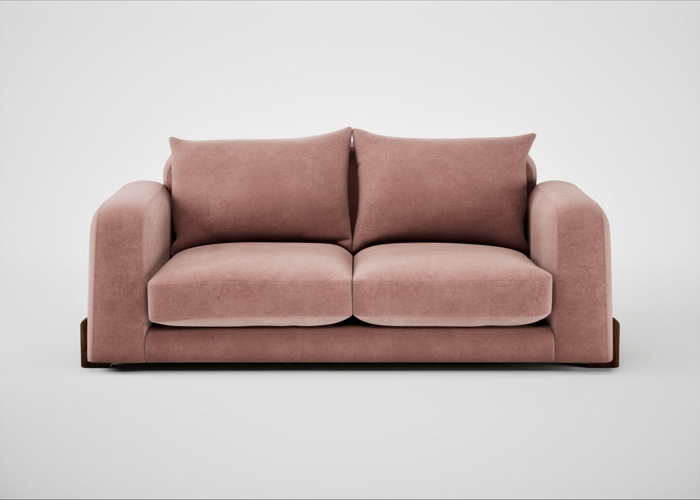 Nuvola 3 Seater Sofa Smart Luxe Velvet Dusky Pink / Walnut Stained