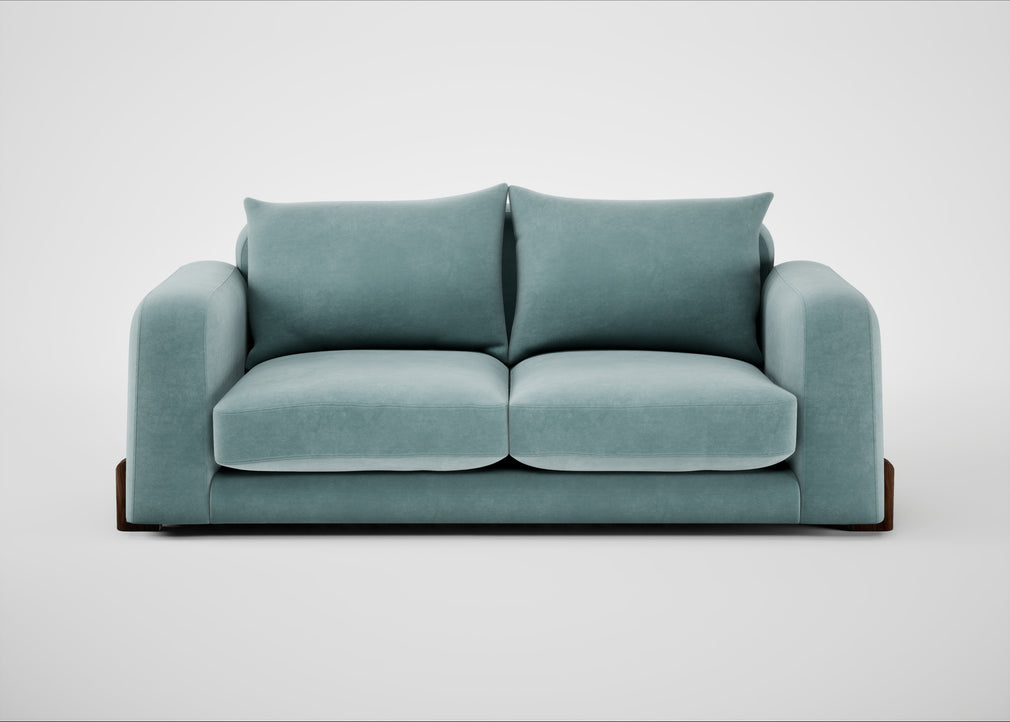 Nuvola 3 Seater Sofa Smart Luxe Velvet Mineral Blue / Walnut Stained