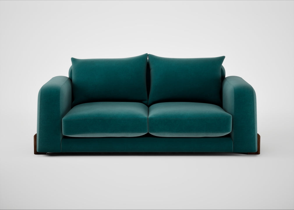Nuvola 3 Seater Sofa Smart Luxe Velvet Ocean Green / Walnut Stained