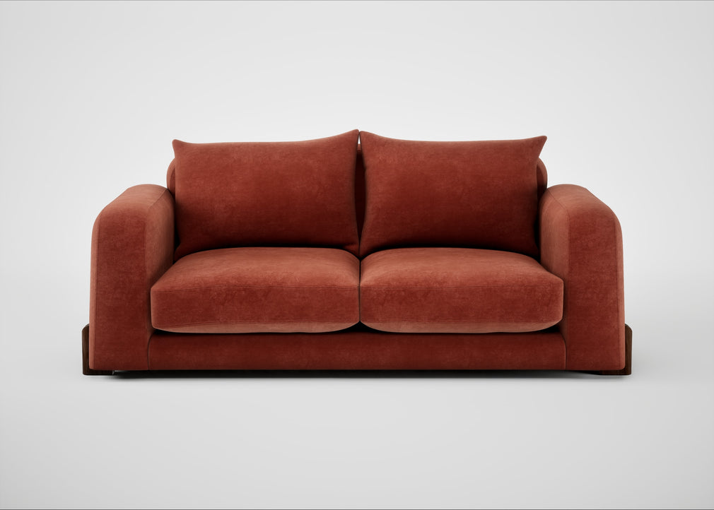 Nuvola 3 Seater Sofa Smart Luxe Velvet Tawny / Walnut Stained