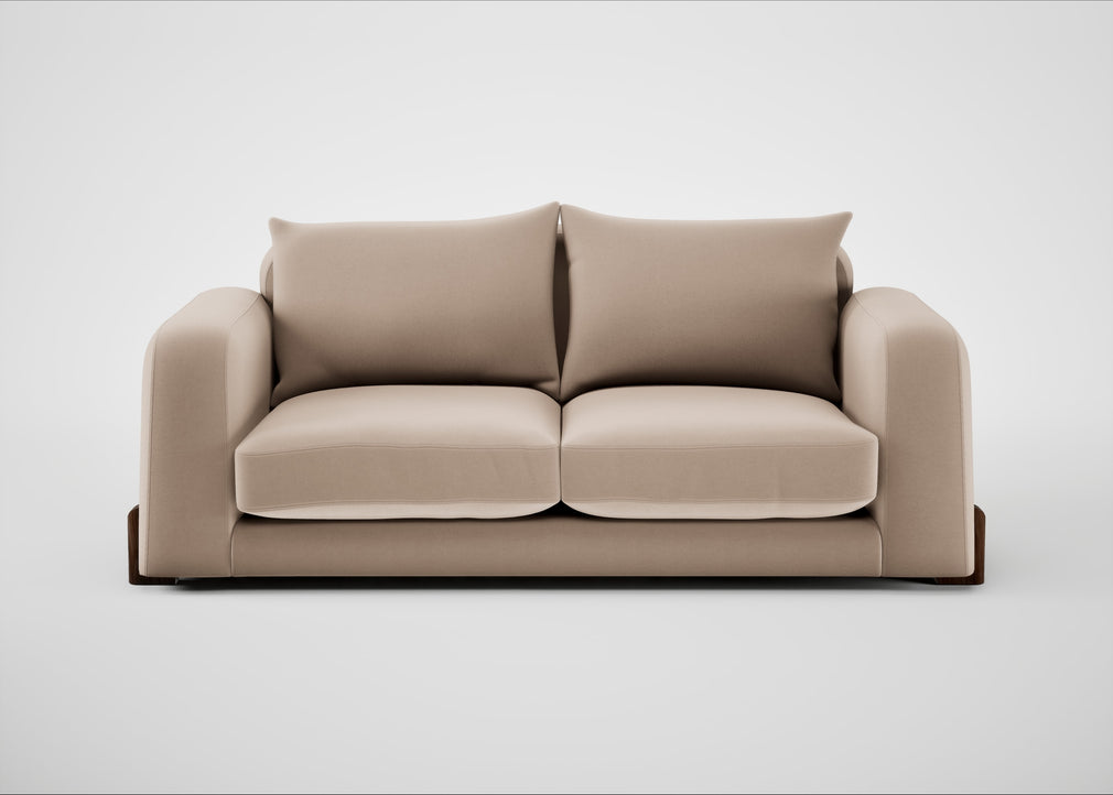 Nuvola 3 Seater Sofa Smart Velvet Pebble / Walnut Stained