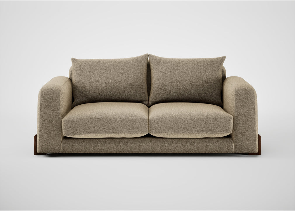 Nuvola 3 Seater Sofa Boucle Velvet Rocky / Walnut Stained