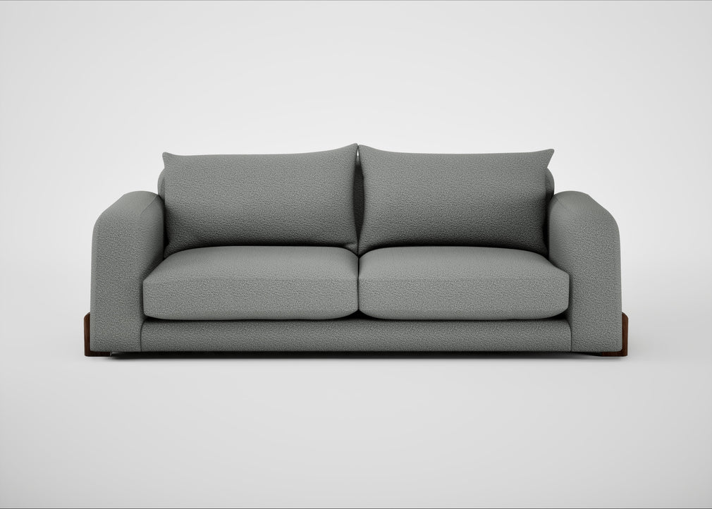 Nuvola 4 Seater Sofa Boucle Steel / Walnut Stained