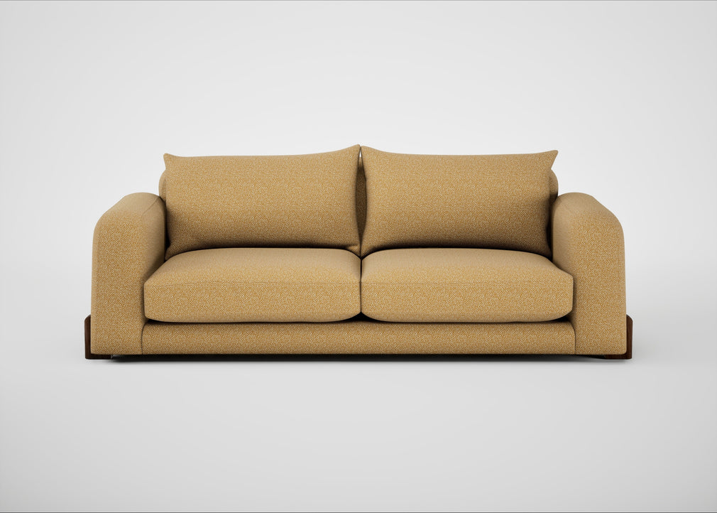 Nuvola 4 Seater Sofa Boucle Tweed Citrine / Walnut Stained