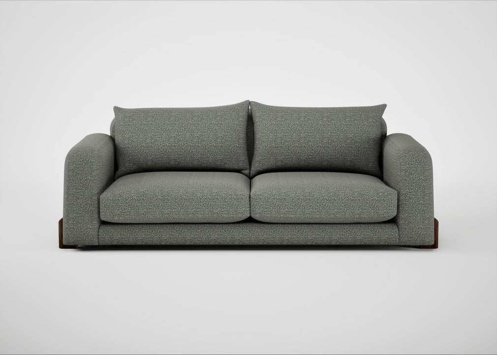 Nuvola 4 Seater Sofa Boucle Tweed Lapis / Walnut Stained