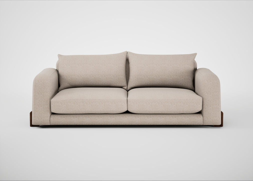Nuvola 4 Seater Sofa Boucle Tweed Pearl / Walnut Stained