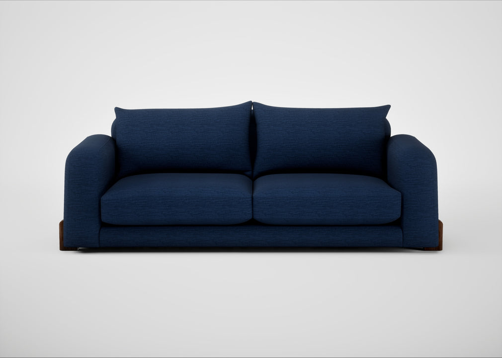Nuvola 4 Seater Sofa Broad Weave Lagoon / Walnut Stained