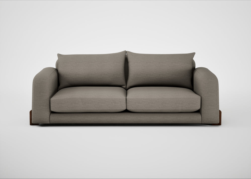Nuvola 4 Seater Sofa Broad Weave Pebble / Walnut Stained