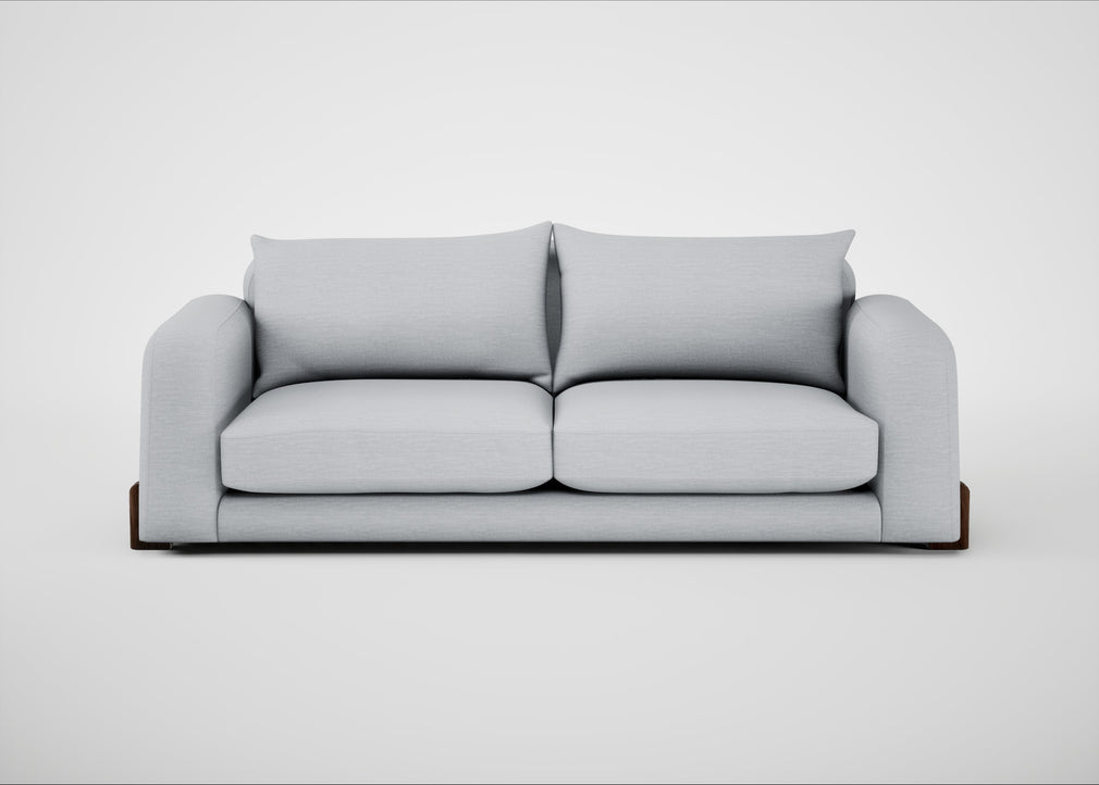 Nuvola 4 Seater Sofa Broad Weave Tin / Walnut Stained