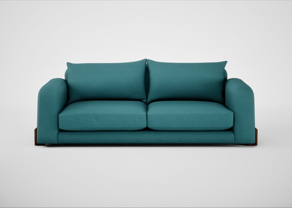 Nuvola 4 Seater Sofa Brushed Cotton Cadet / Walnut Stained