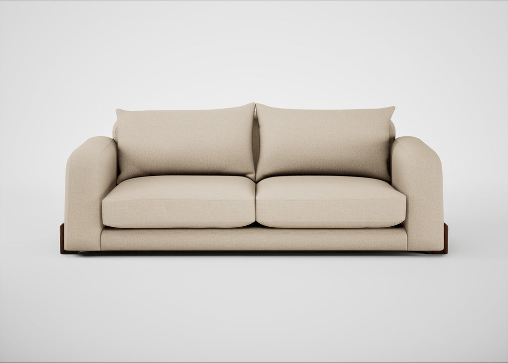 Nuvola 4 Seater Sofa Brushed Cotton Oat / Walnut Stained