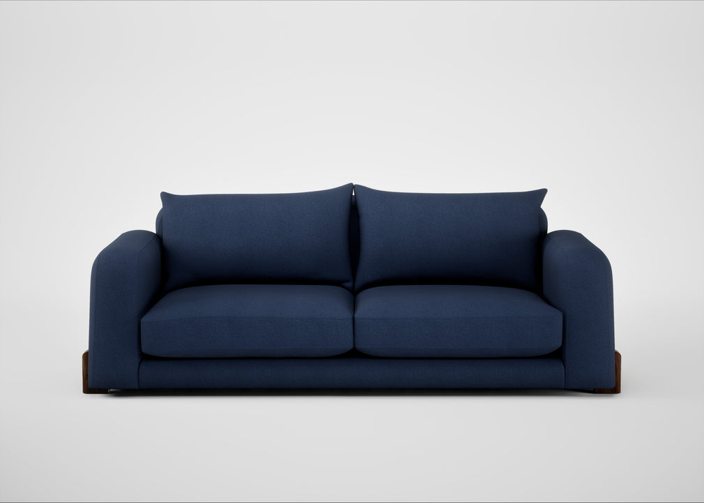 Nuvola 4 Seater Sofa Capelo Linen-Cotton Inkspot / Walnut Stained