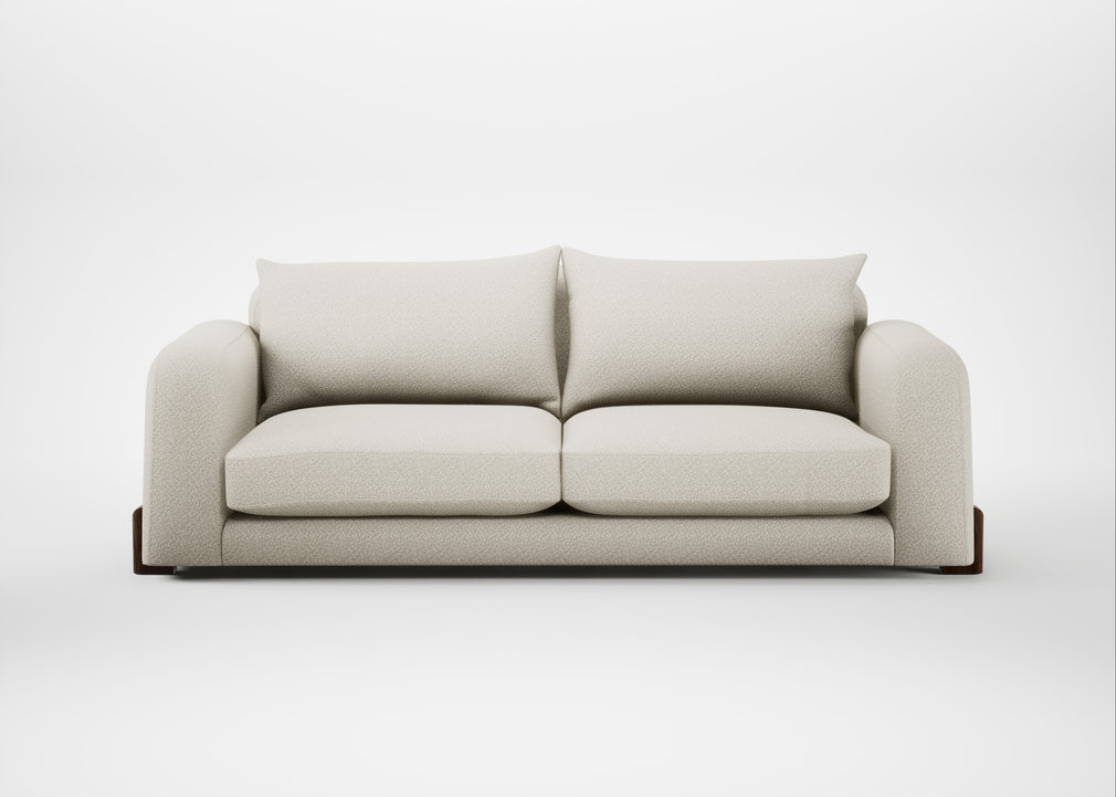 Nuvola 4 Seater Sofa Chunky Boucle Ecru / Walnut Stained