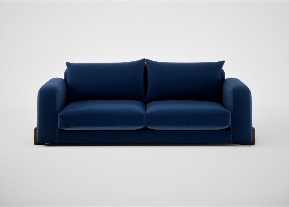 Nuvola 4 Seater Sofa Cotton Velvet Midnight / Walnut Stained
