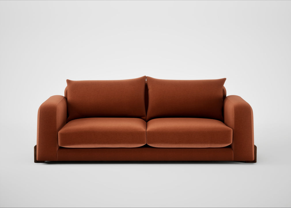 Nuvola 4 Seater Sofa Cotton Velvet Russet / Walnut Stained