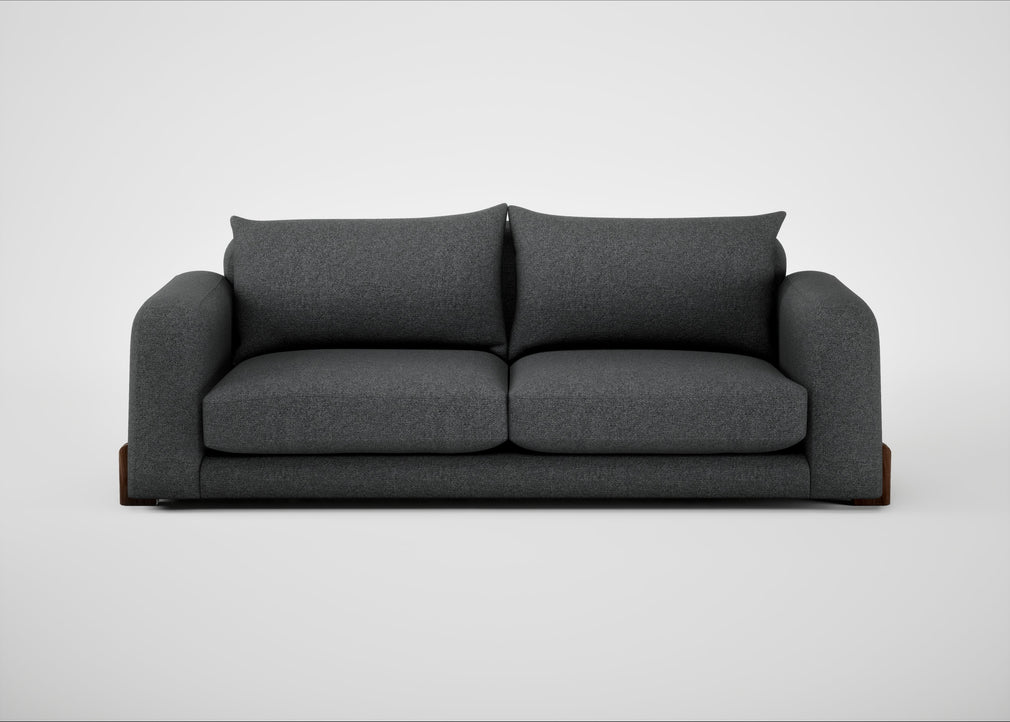 Nuvola 4 Seater Sofa Melton Wool Granite / Walnut Stained