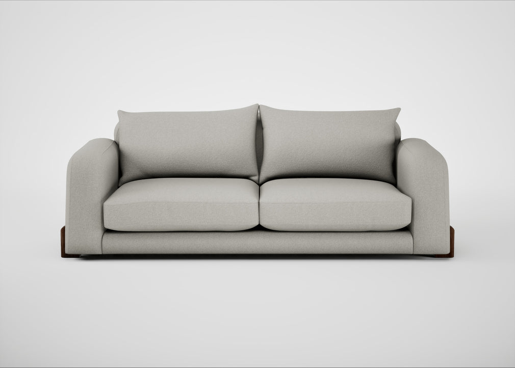 Nuvola 4 Seater Sofa Melton Wool Limestone / Walnut Stained