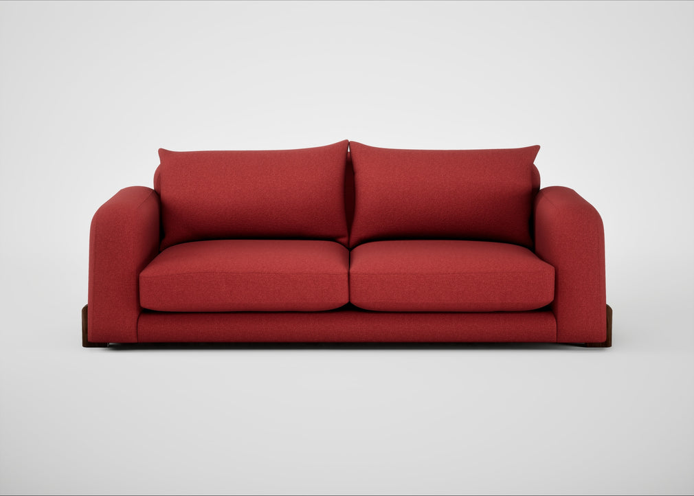 Nuvola 4 Seater Sofa Melton Wool Red Oxide / Walnut Stained