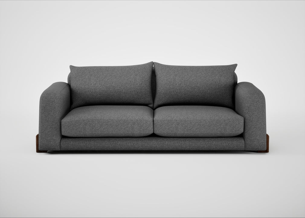 Nuvola 4 Seater Sofa Melton Wool Shale / Walnut Stained