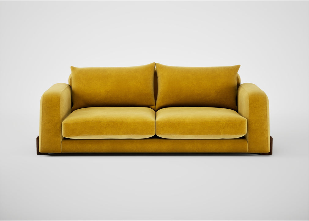 Nuvola 4 Seater Sofa Smart Luxe Velvet Canary / Walnut Stained