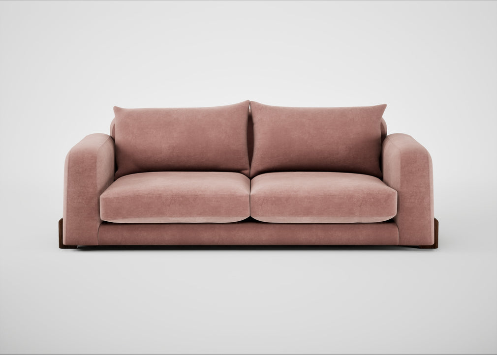 Nuvola 4 Seater Sofa Smart Luxe Velvet Dusky Pink / Walnut Stained