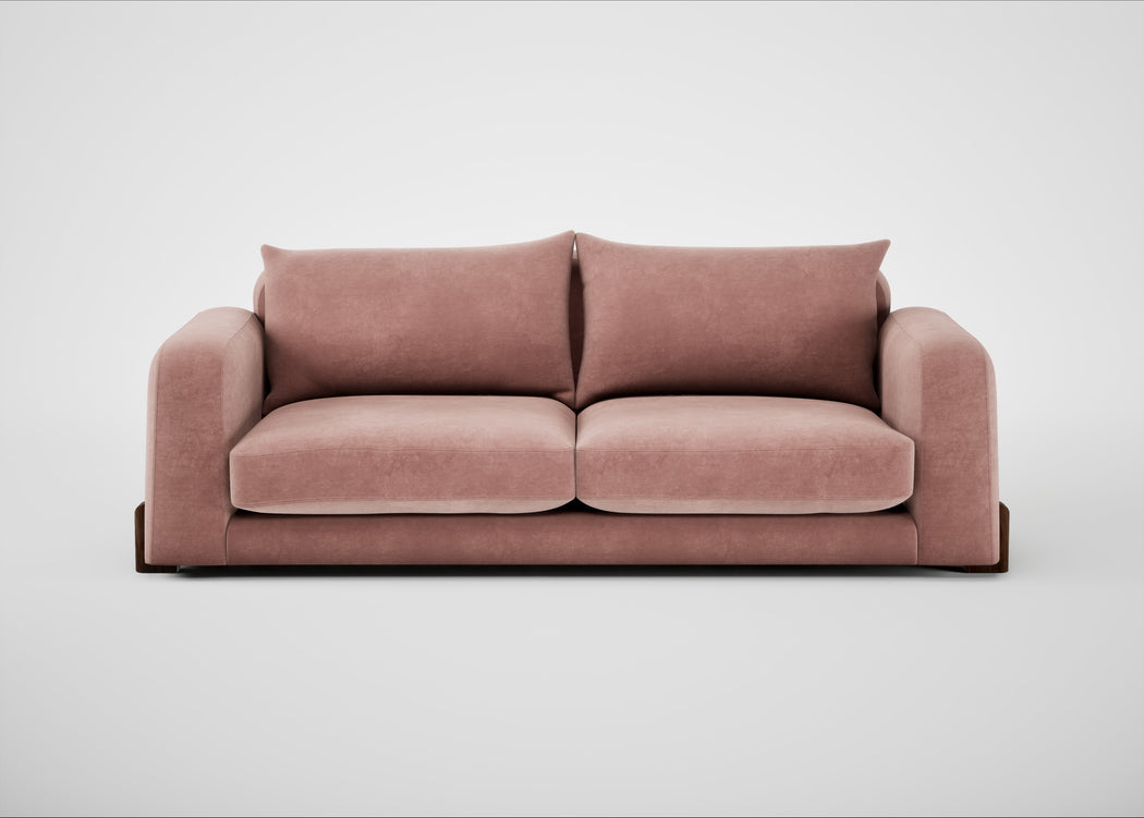 Nuvola 4 Seater Sofa Smart Luxe Velvet Dusky Pink / Walnut Stained