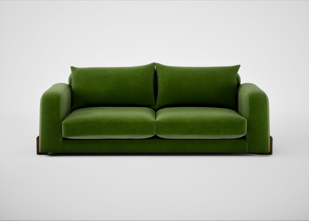 Nuvola 4 Seater Sofa Smart Luxe Velvet Grass / Walnut Stained