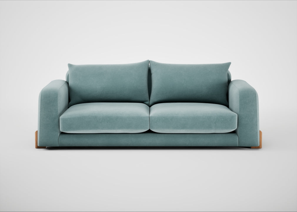 Nuvola 4 Seater Sofa Smart Luxe Velvet Mineral Blue / Natural