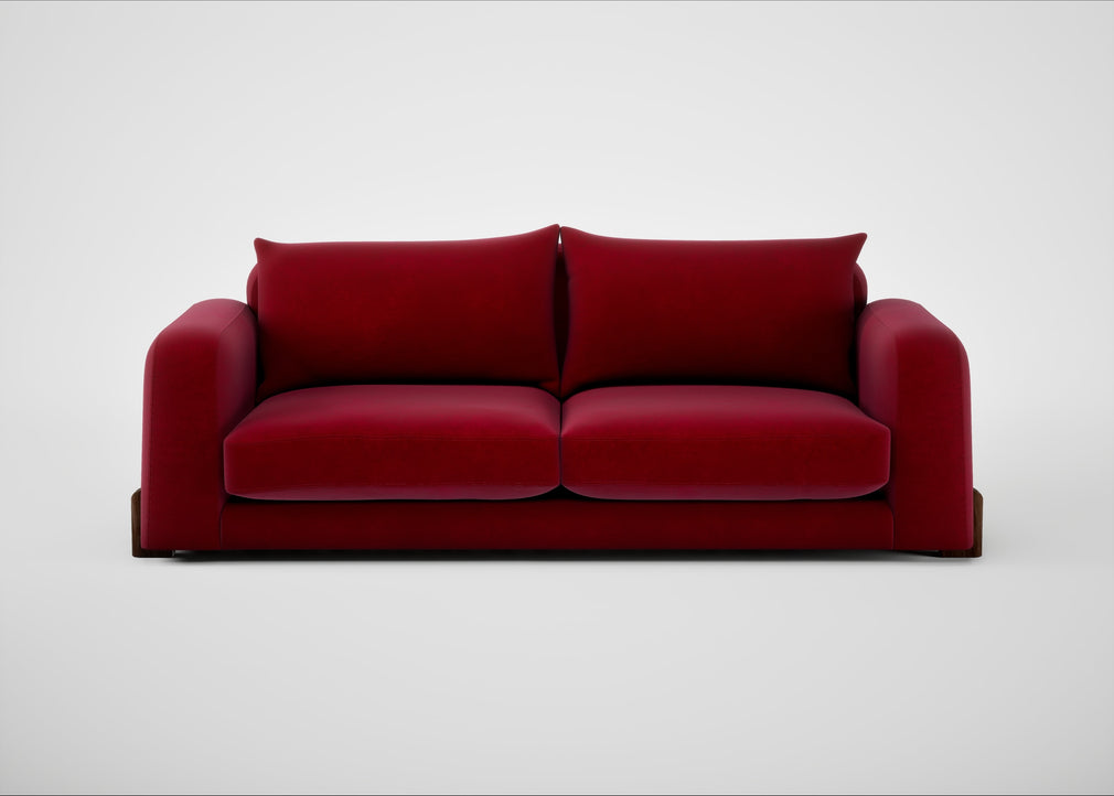 Nuvola 4 Seater Sofa Smart Luxe Velvet Mulberry / Walnut Stained