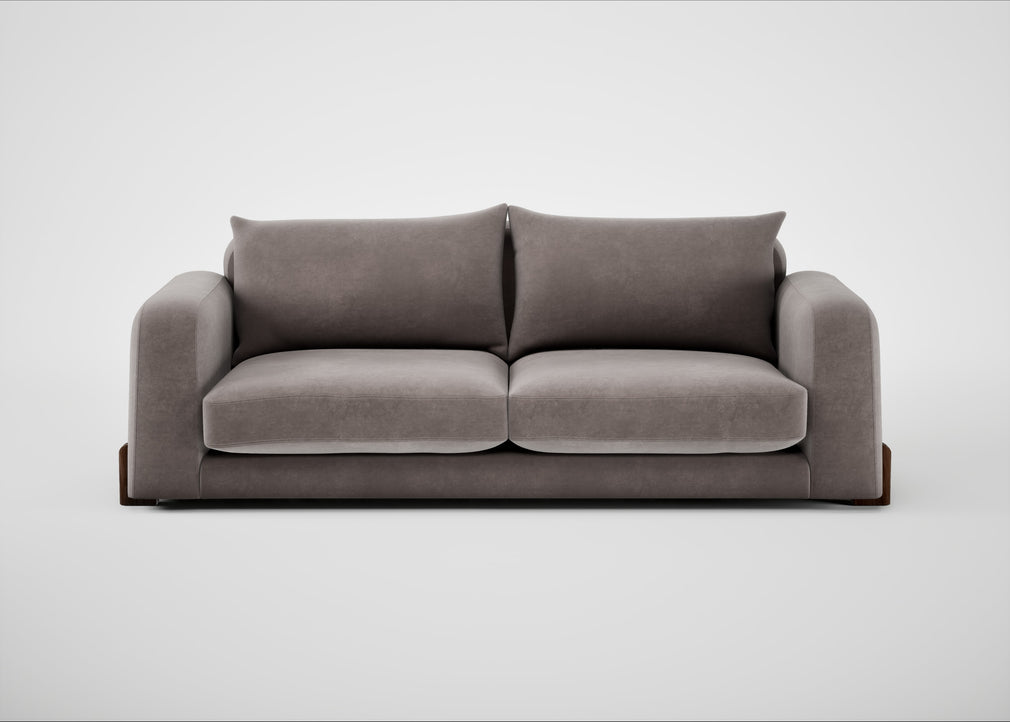 Nuvola 4 Seater Sofa Smart Luxe Velvet Mushroom / Walnut Stained