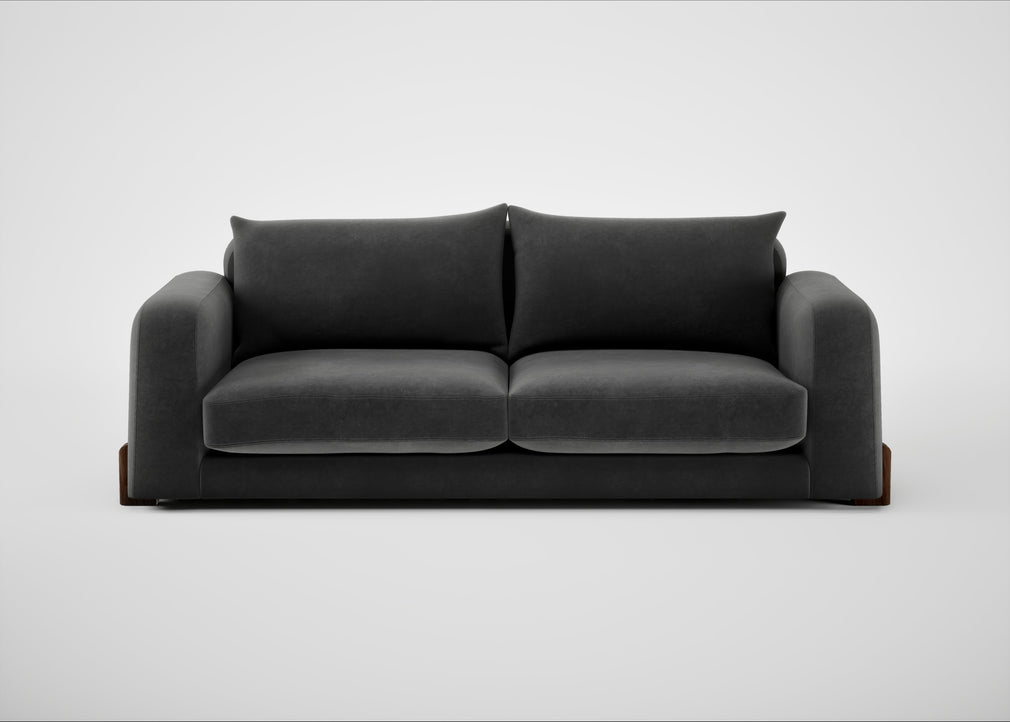 Nuvola 4 Seater Sofa Smart Luxe Velvet Nickel / Walnut Stained