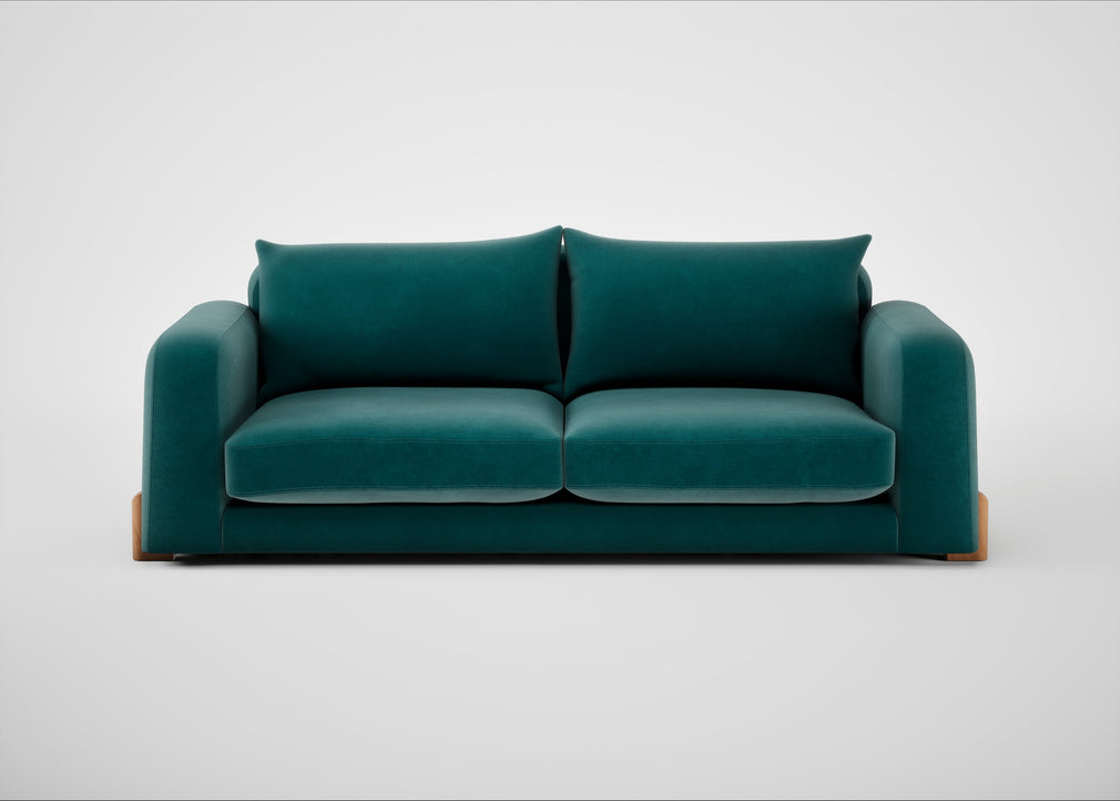 Nuvola 4 Seater Sofa Smart Luxe Velvet Ocean Green / Natural