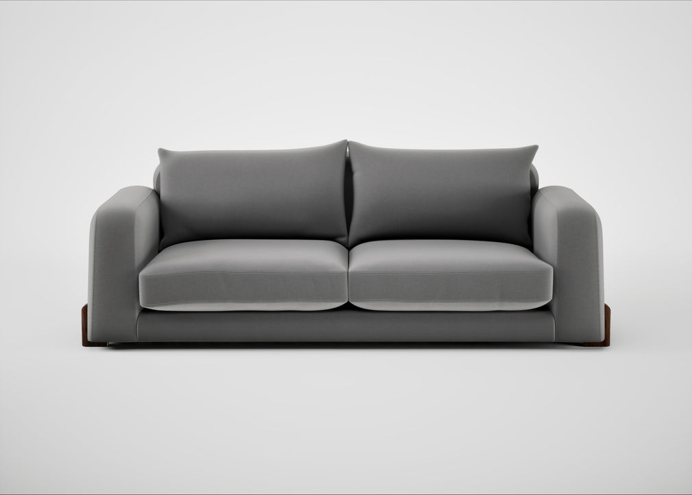Nuvola 4 Seater Sofa Smart Velvet Mercury / Walnut Stained