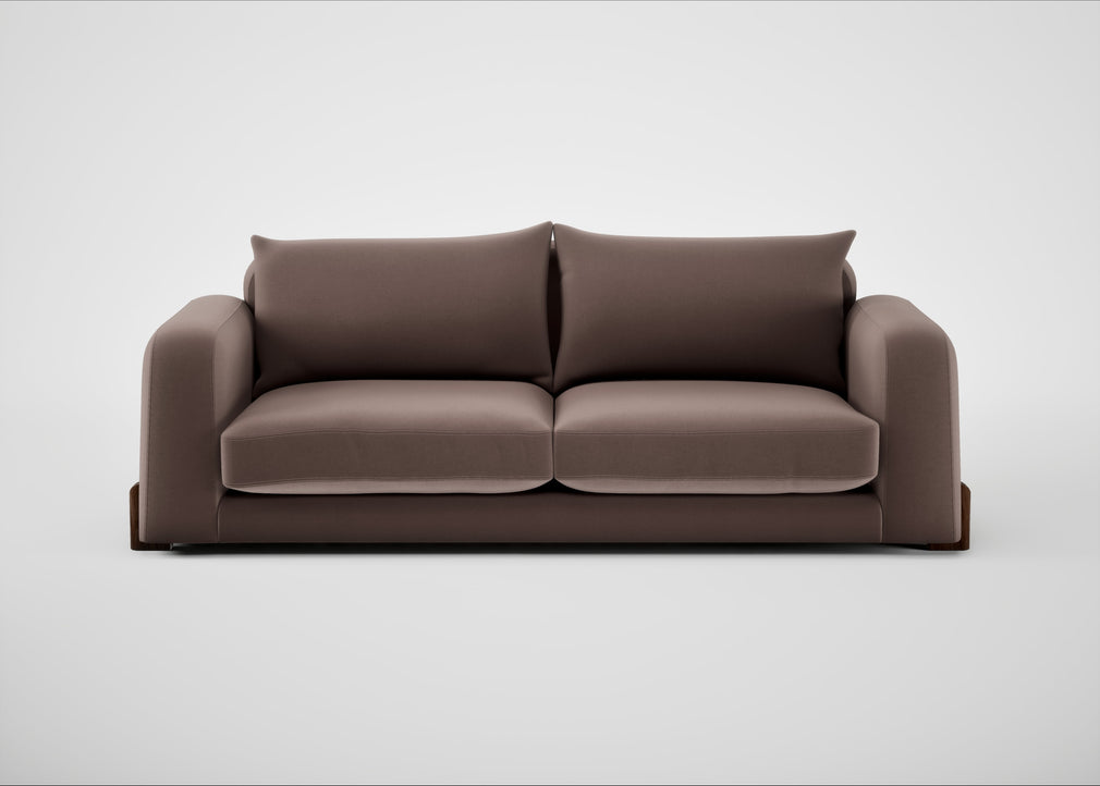 Nuvola 4 Seater Sofa Smart Velvet Mouse / Walnut Stained