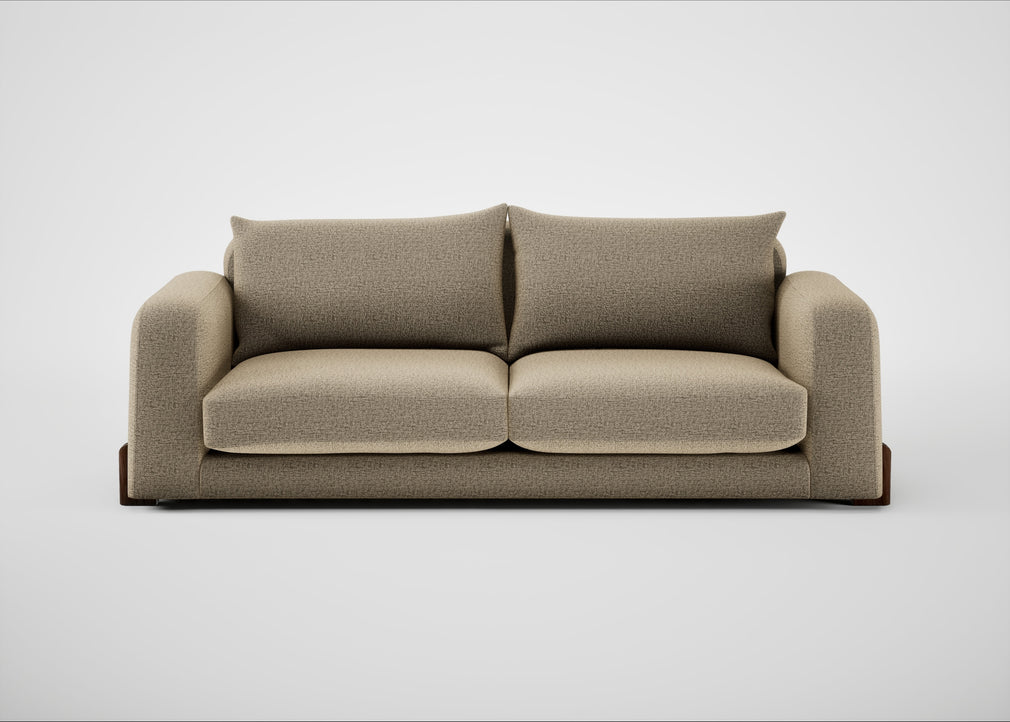 Nuvola 4 Seater Sofa Boucle Velvet Rocky / Walnut Stained