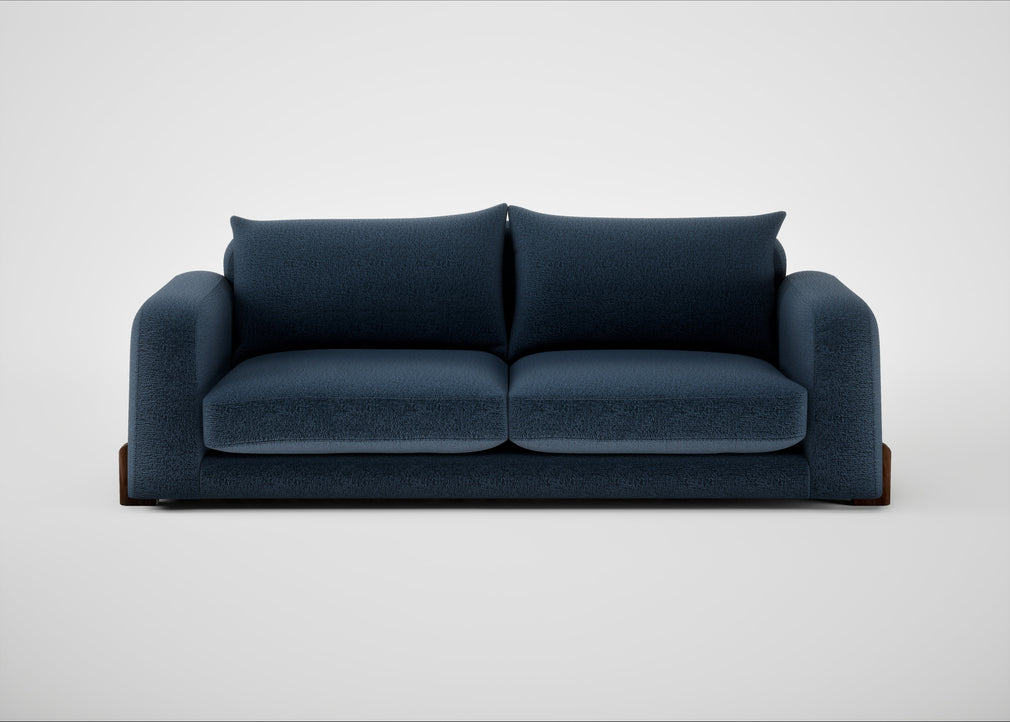 Nuvola 4 Seater Sofa Boucle Velvet Space / Walnut Stained