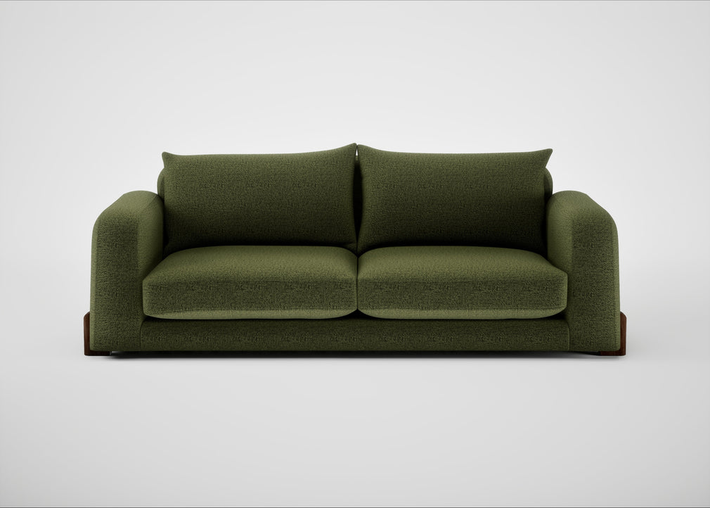 Nuvola 4 Seater Sofa Boucle Velvet Wilder / Walnut Stained