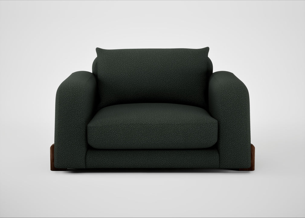 Nuvola Loveseat Boucle Fern / Walnut Stained