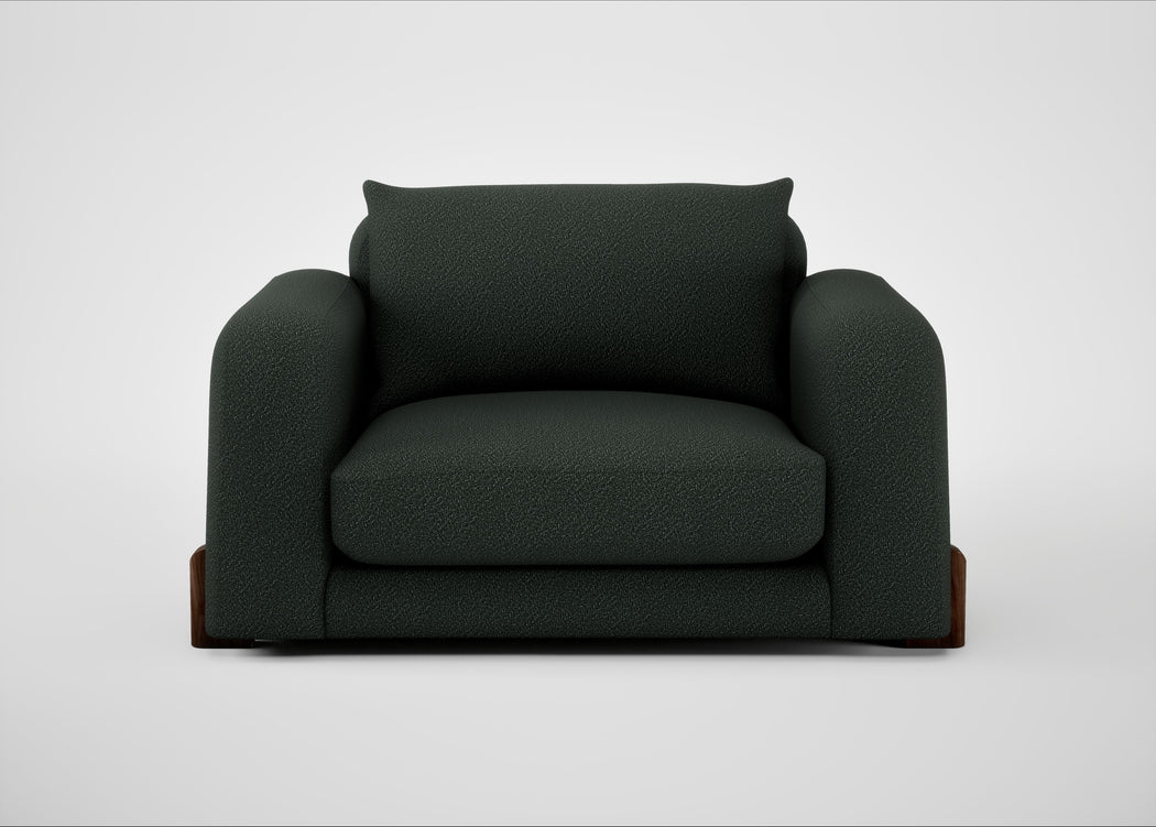 Nuvola Loveseat Boucle Fern / Walnut Stained