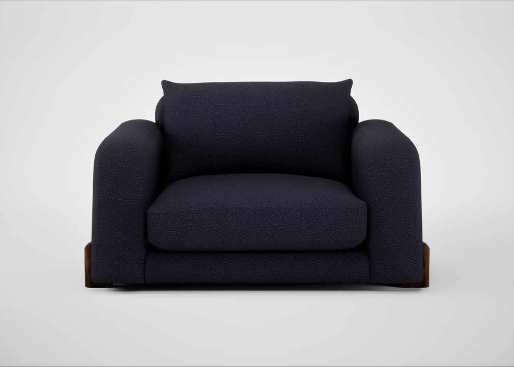 Nuvola Loveseat Boucle Indigo / Walnut Stained
