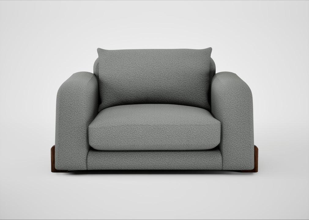 Nuvola Loveseat Boucle Steel / Walnut Stained