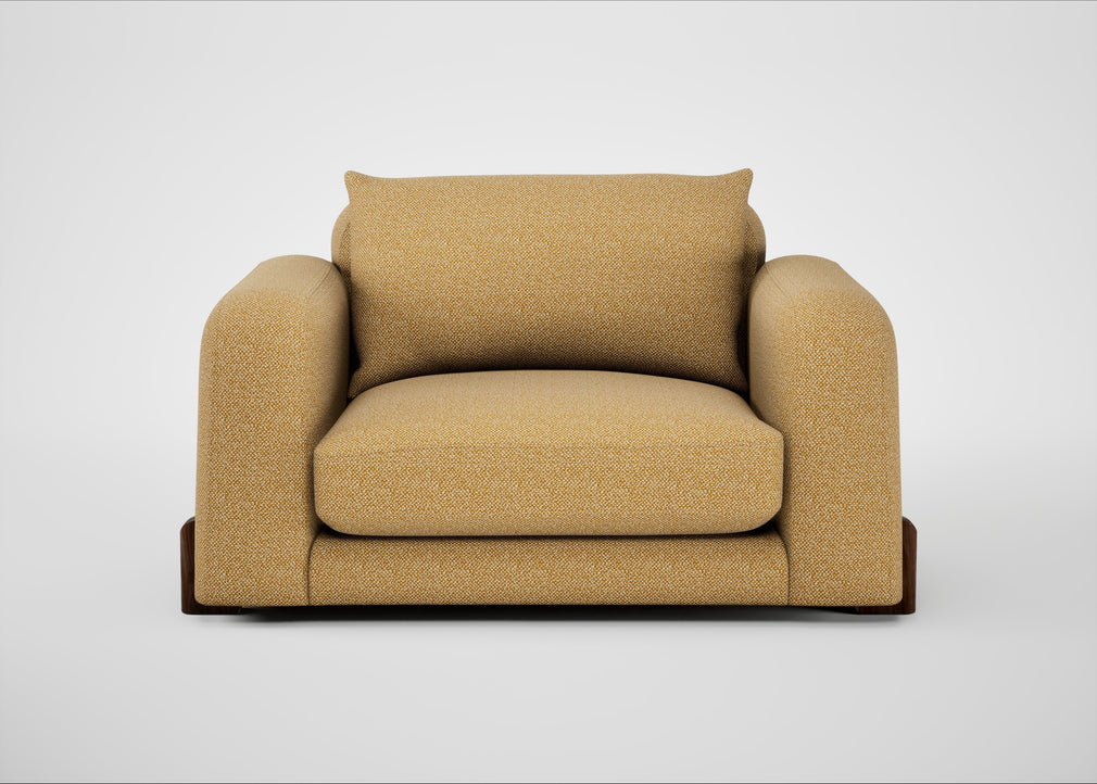 Nuvola Loveseat Boucle Tweed Citrine / Walnut Stained