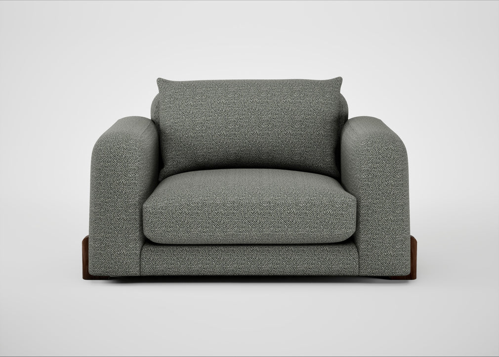 Nuvola Loveseat Boucle Tweed Lapis / Walnut Stained