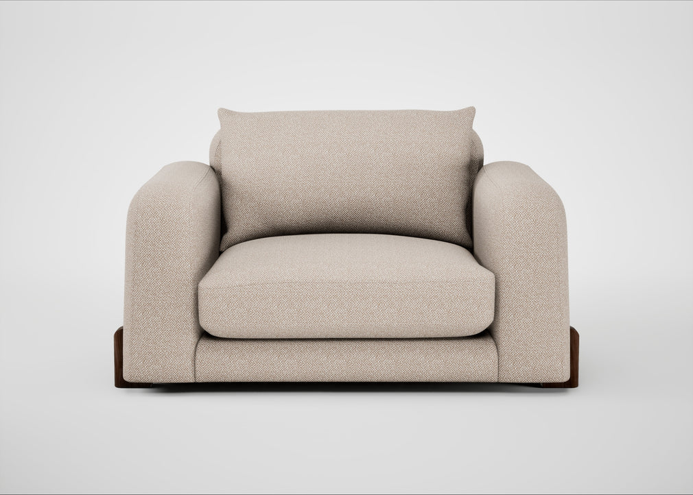Nuvola Loveseat Boucle Tweed Pearl / Walnut Stained