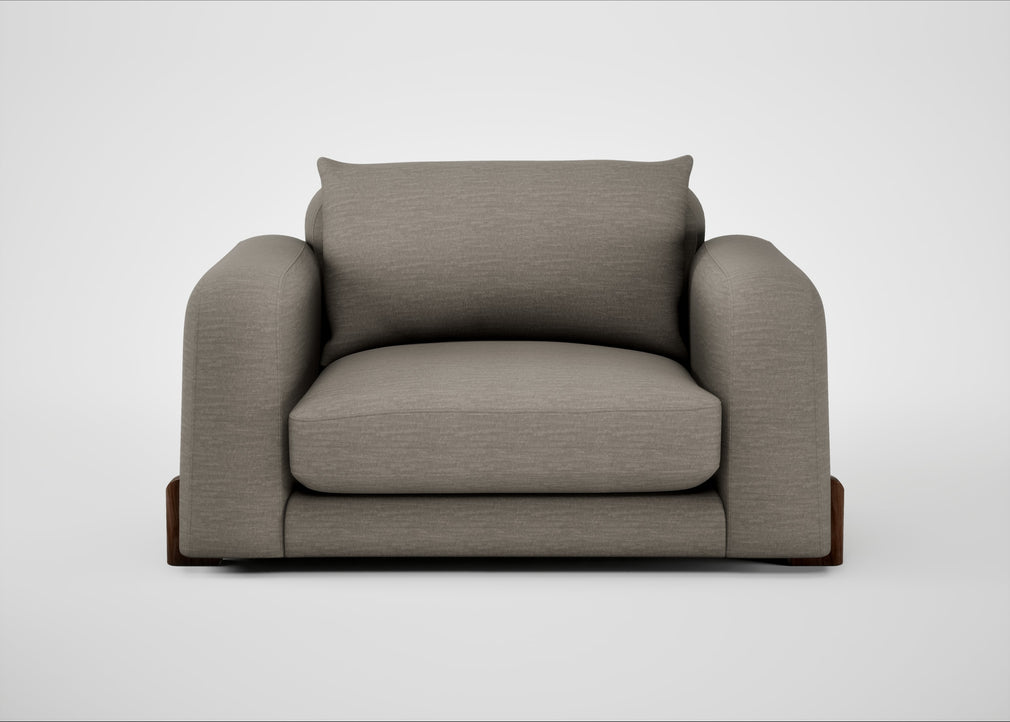 Nuvola Loveseat Broad Weave Pebble / Walnut Stained