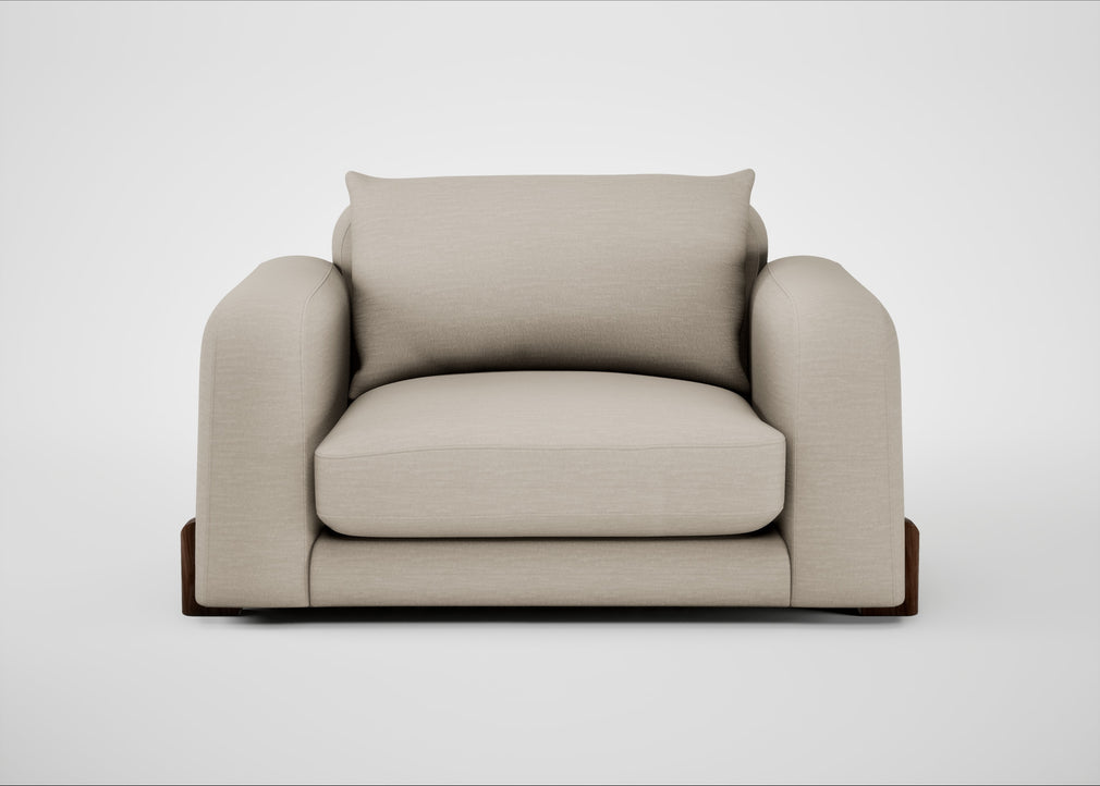 Nuvola Loveseat Broad Weave Putty / Walnut Stained