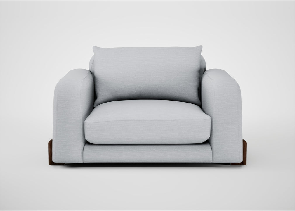 Nuvola Loveseat Broad Weave Tin / Walnut Stained