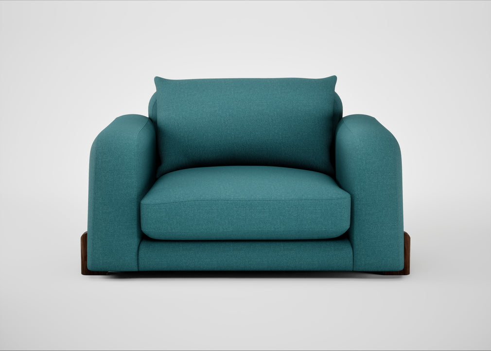 Nuvola Loveseat Brushed Cotton Cadet / Walnut Stained