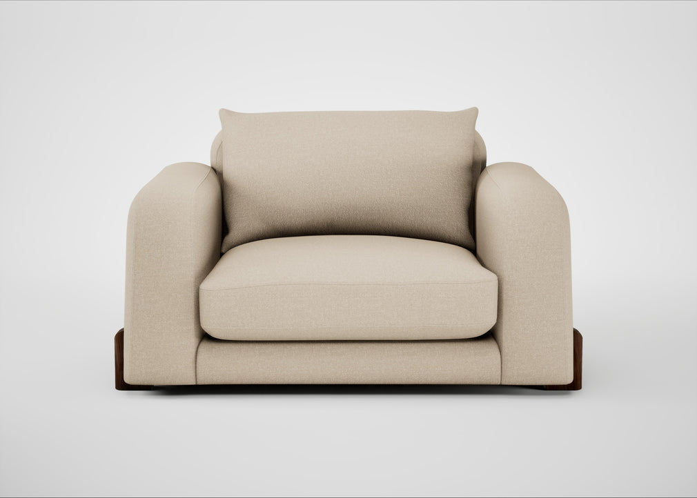 Nuvola Loveseat Brushed Cotton Oat / Walnut Stained