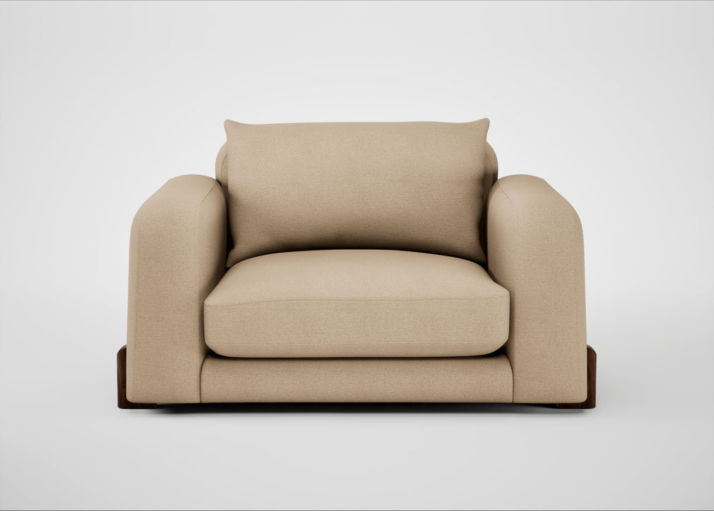 Nuvola Loveseat Capelo Linen-Cotton Bamboo / Walnut Stained